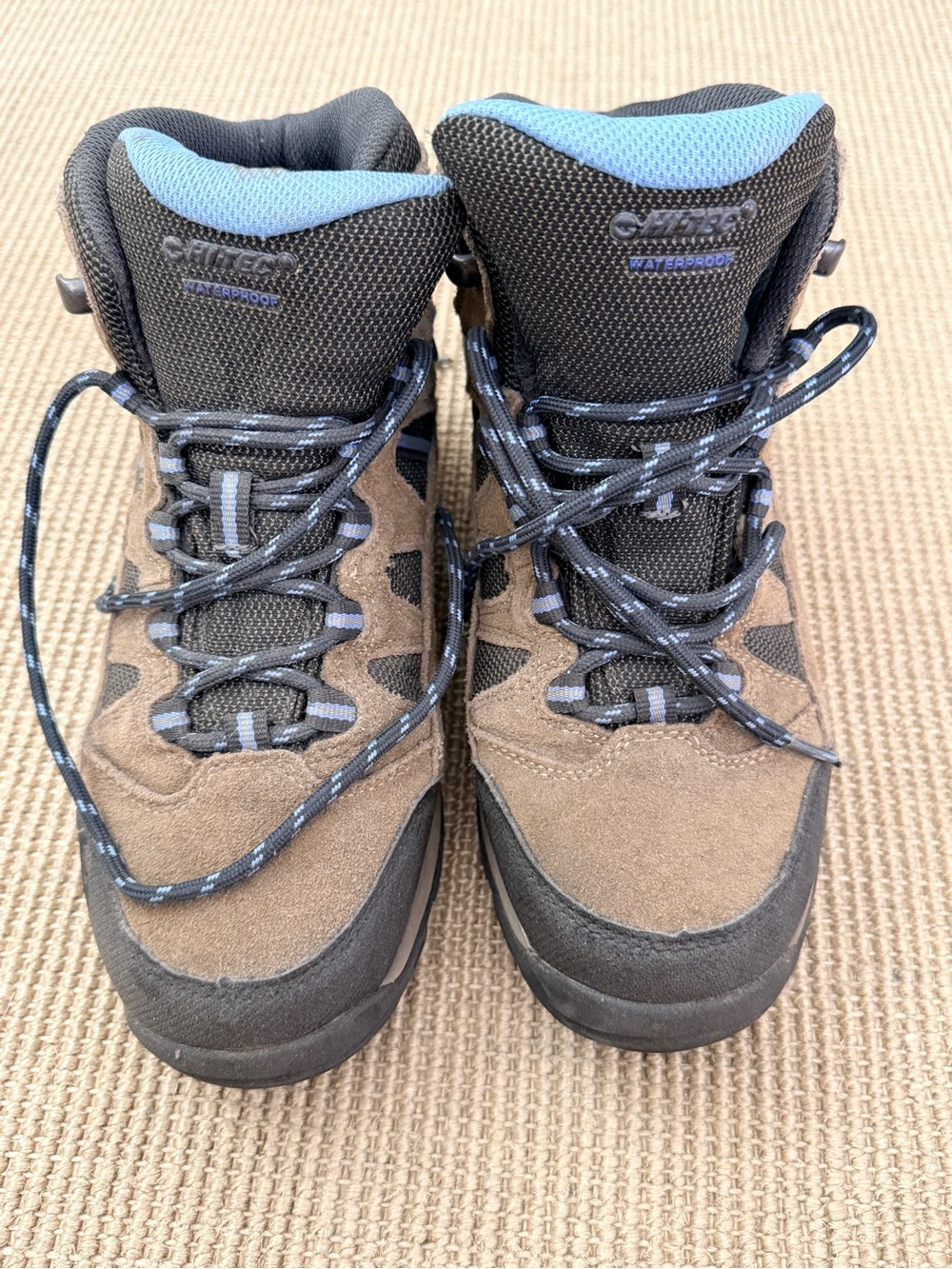 Hi-Tec Brown and Black Waterproof Hiking Boots with Blue Lining